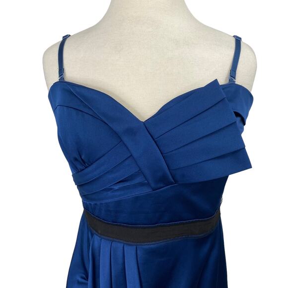 BCBGMAXAZRIA Maxi Dress Pleated Details Empire Waist Blue Evening Gown Womens 12 - Picture 8 of 12